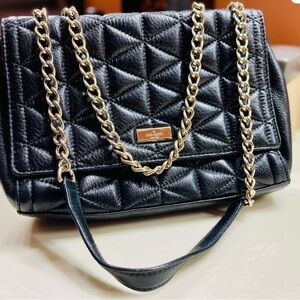 Kate Spade Black Quilted Shoulder Bag with Gold Chain
